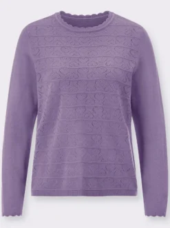 Langarm-Pullover mit Ajour-Herzchen-Muster