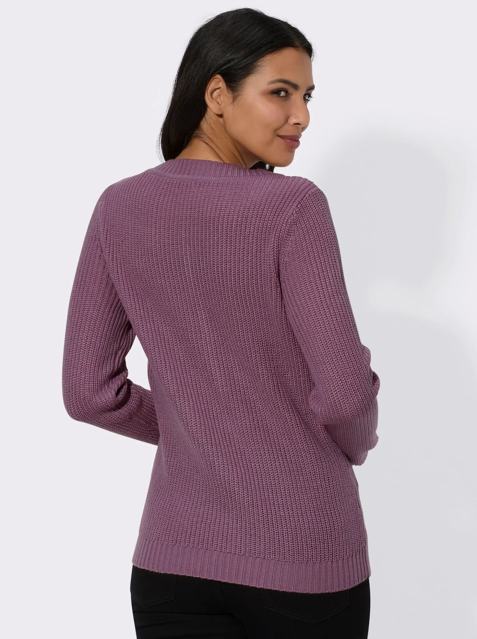 Langarm-Pullover mit Ajourmuster