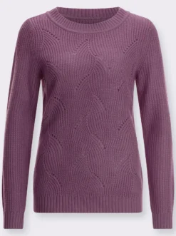 Langarm-Pullover mit Ajourmuster