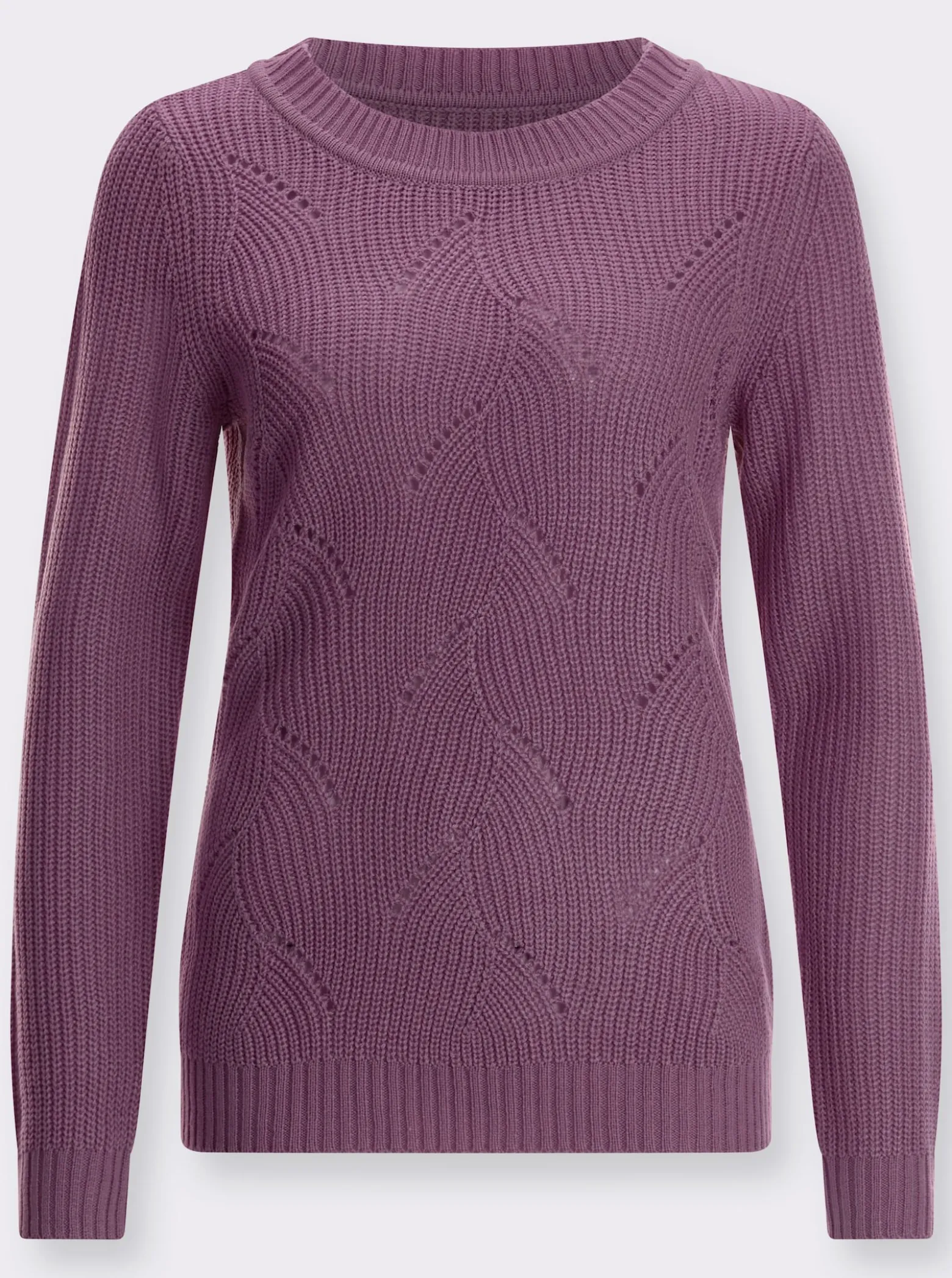 Langarm-Pullover mit Ajourmuster