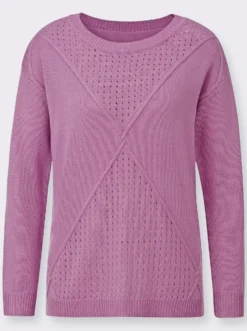 Langarm-Pullover mit Ajour-Strickmustern