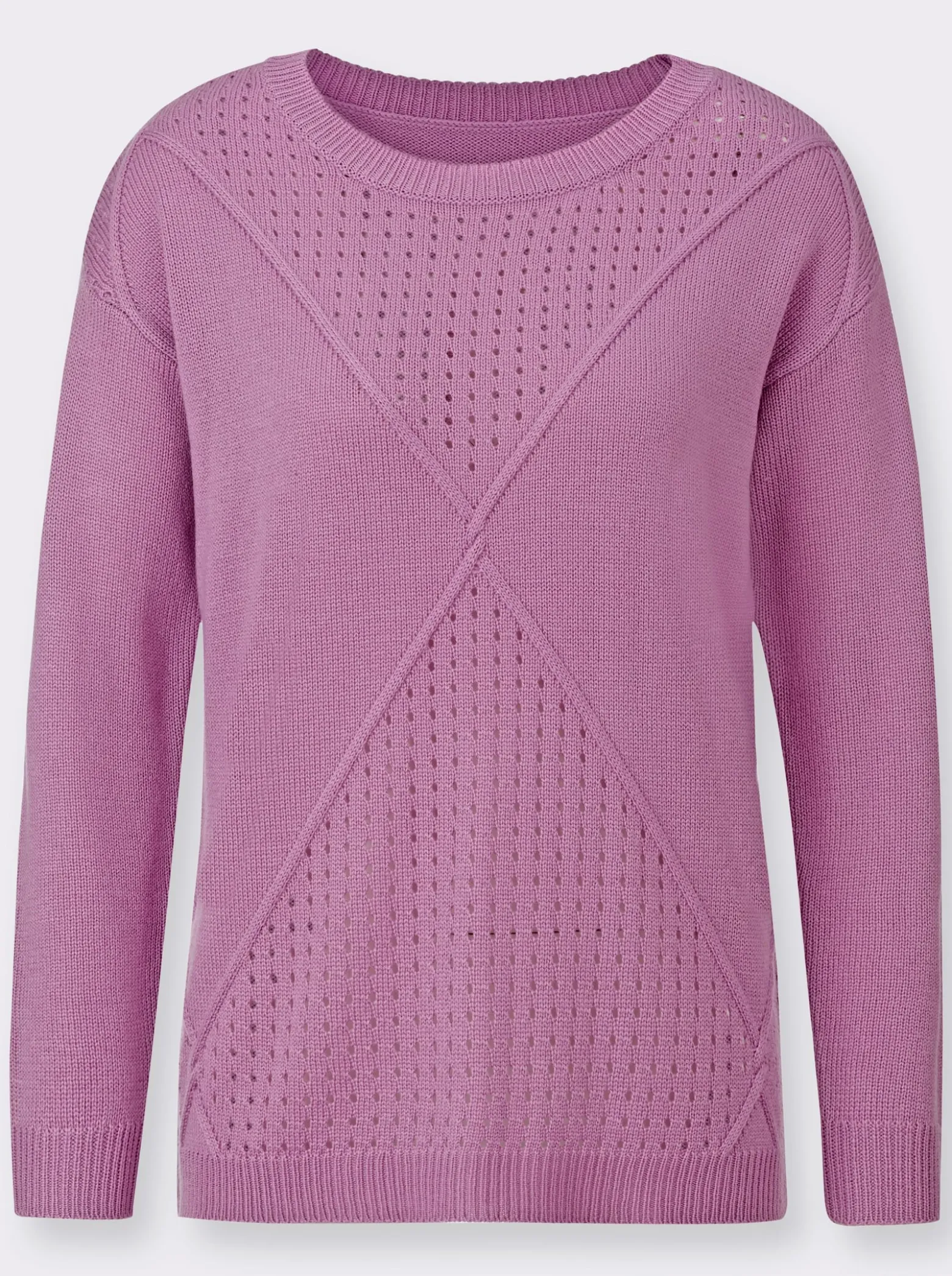 Langarm-Pullover mit Ajour-Strickmustern