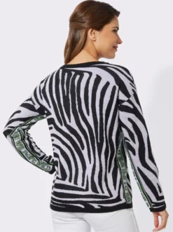 Langarm-Pullover mit Animal-Jacquard