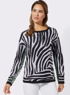 Langarm-Pullover mit Animal-Jacquard