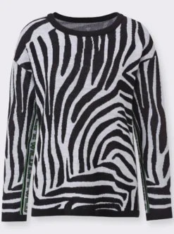 Langarm-Pullover mit Animal-Jacquard