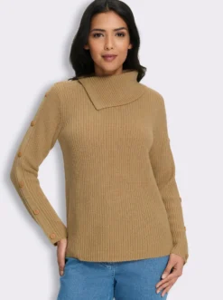 Langarm-Pullover mit asymmetrischem Kragen