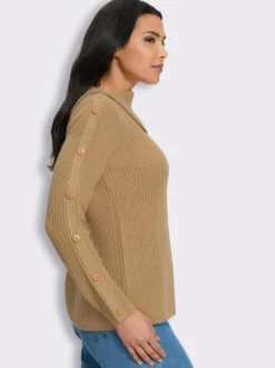Langarm-Pullover mit asymmetrischem Kragen