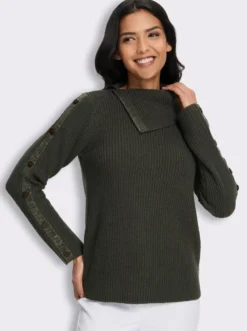 Langarm-Pullover mit asymmetrischem Kragen