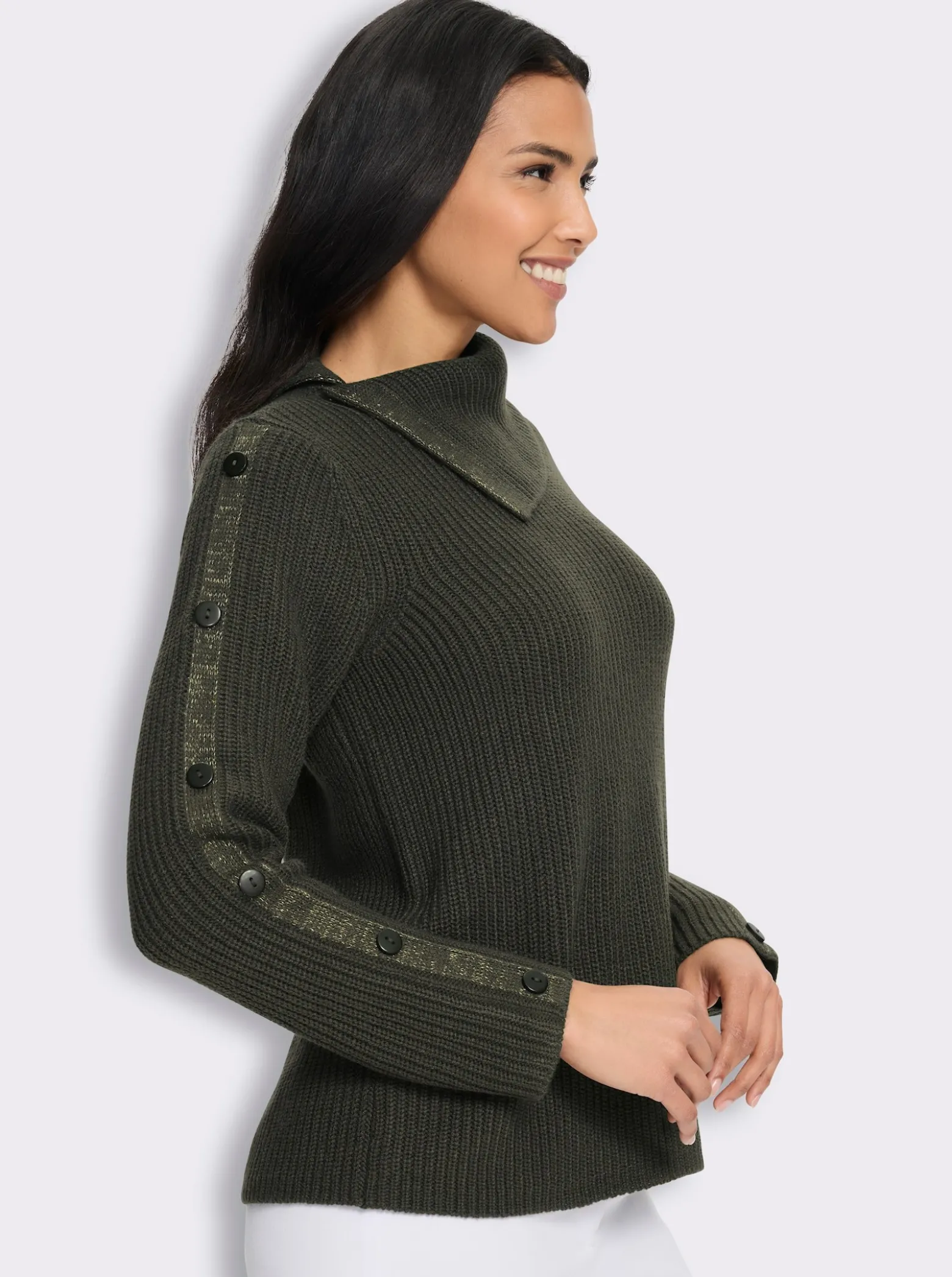 Langarm-Pullover mit asymmetrischem Kragen