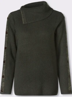 Langarm-Pullover mit asymmetrischem Kragen