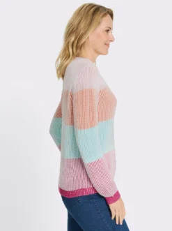 Langarm-Pullover mit Blockstreifen