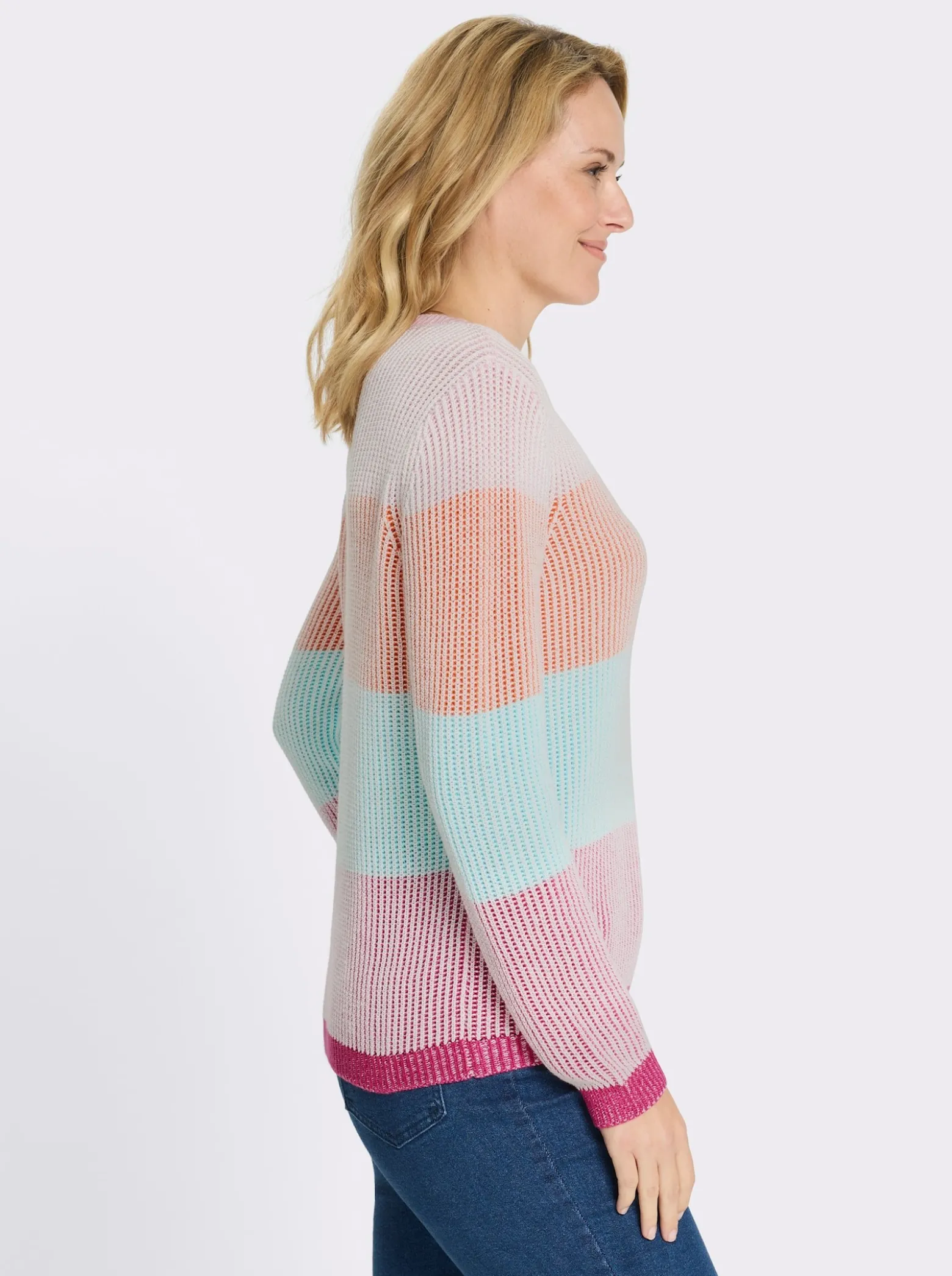 Langarm-Pullover mit Blockstreifen