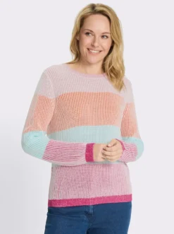 Langarm-Pullover mit Blockstreifen