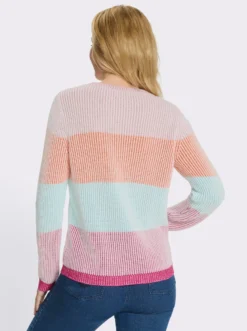 Langarm-Pullover mit Blockstreifen