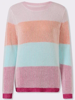 Langarm-Pullover mit Blockstreifen