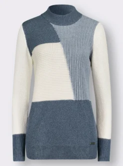 Langarm-Pullover mit Color-Blocking-Muster