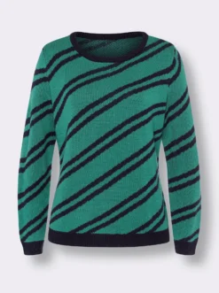 Langarm-Pullover mit diagonalen Streifen
