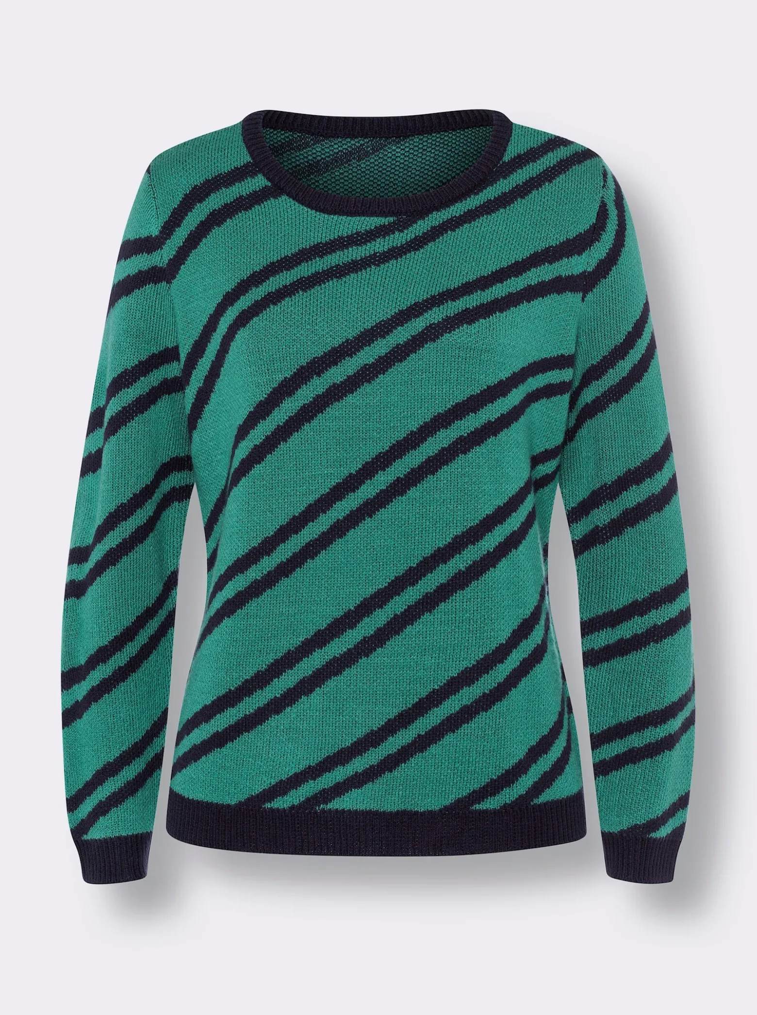 Langarm-Pullover mit diagonalen Streifen