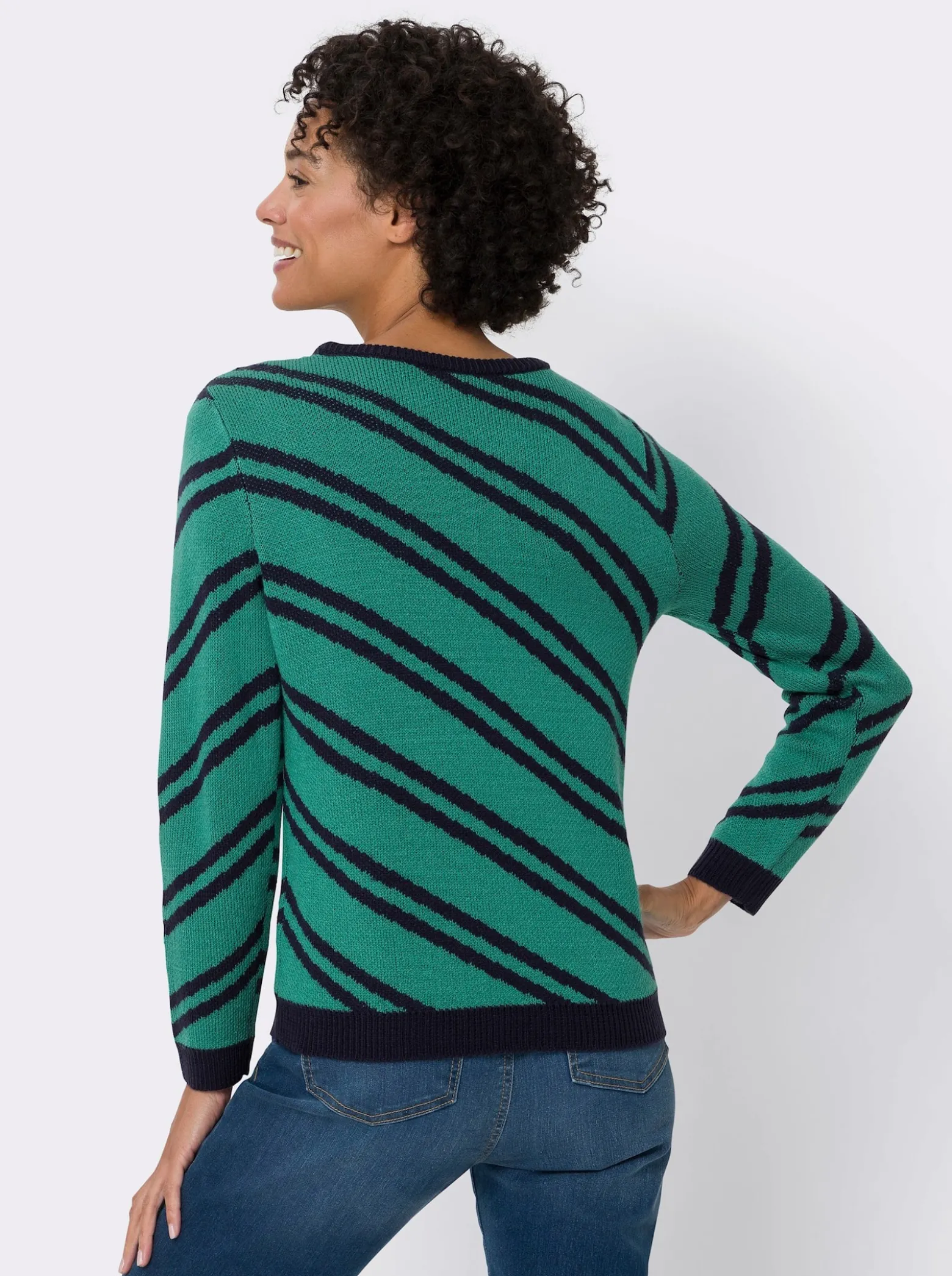 Langarm-Pullover mit diagonalen Streifen