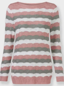 Langarm-Pullover mit Einstrickmuster