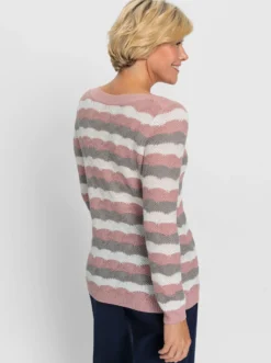 Langarm-Pullover mit Einstrickmuster