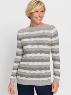 Langarm-Pullover mit Einstrickmuster