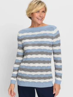 Langarm-Pullover mit Einstrickmuster
