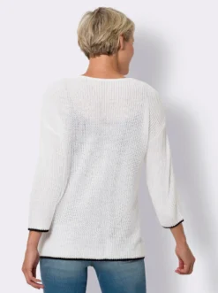 Langarm-Pullover mit farbigen Kanten