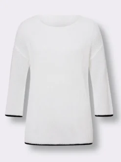 Langarm-Pullover mit farbigen Kanten