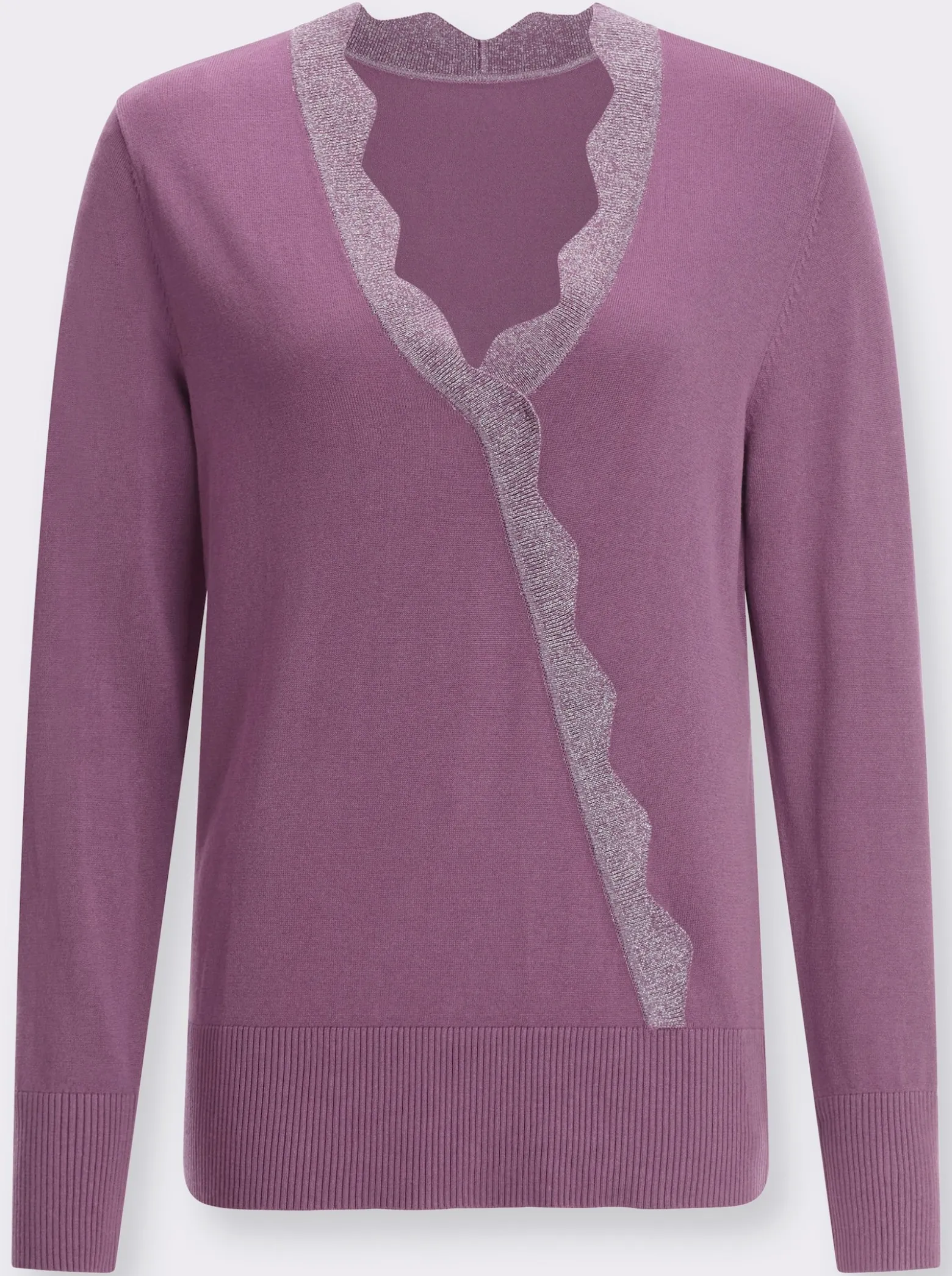 Langarm-Pullover mit Glanzgarn-Effekten