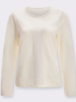 Langarm-Pullover mit Glitzergarn im Vorderteil