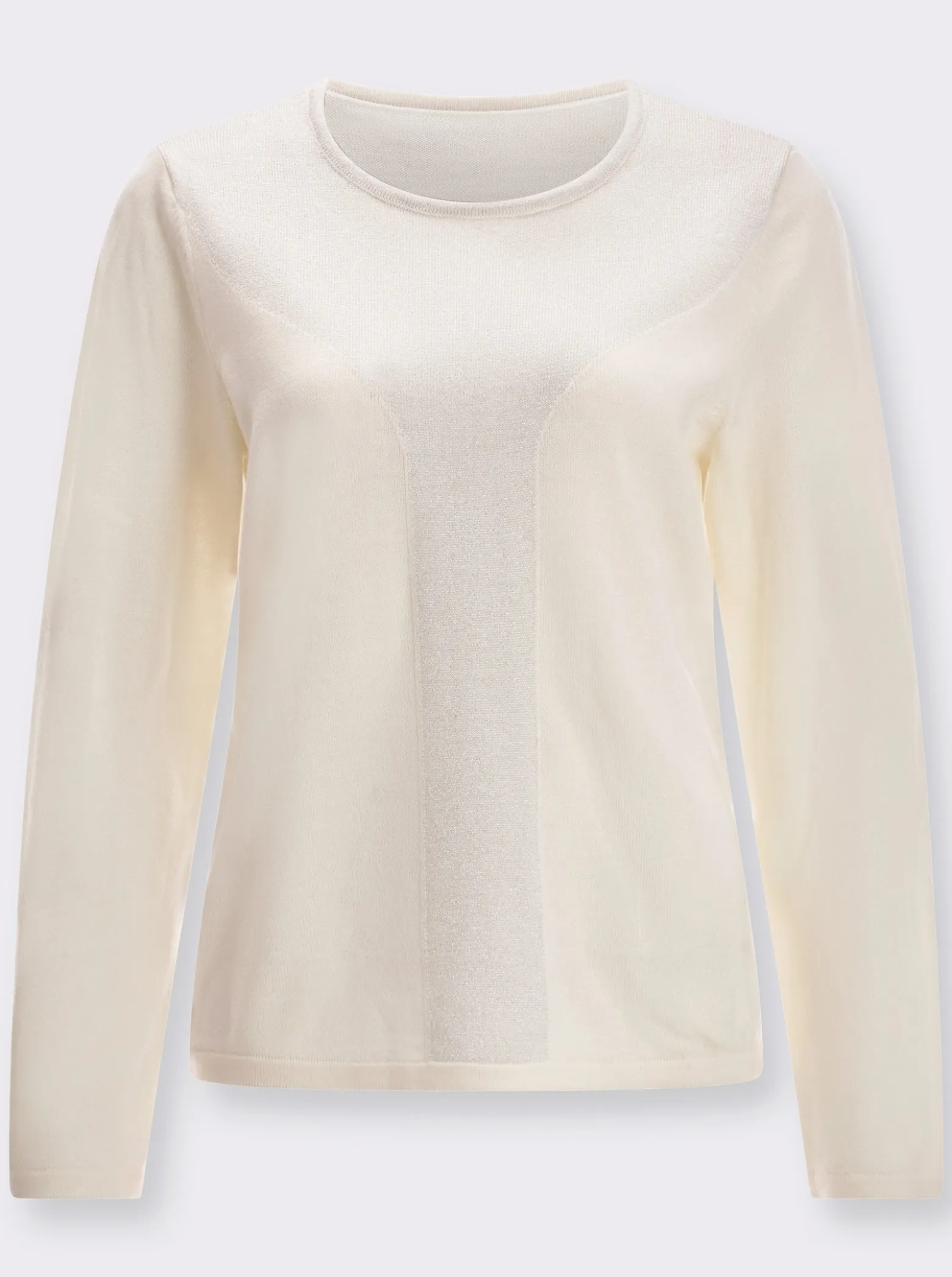 Langarm-Pullover mit Glitzergarn im Vorderteil