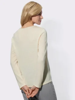 Langarm-Pullover mit Glitzergarn im Vorderteil