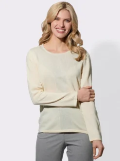 Langarm-Pullover mit Glitzergarn im Vorderteil
