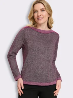 Langarm-Pullover mit glänzenden Garnen