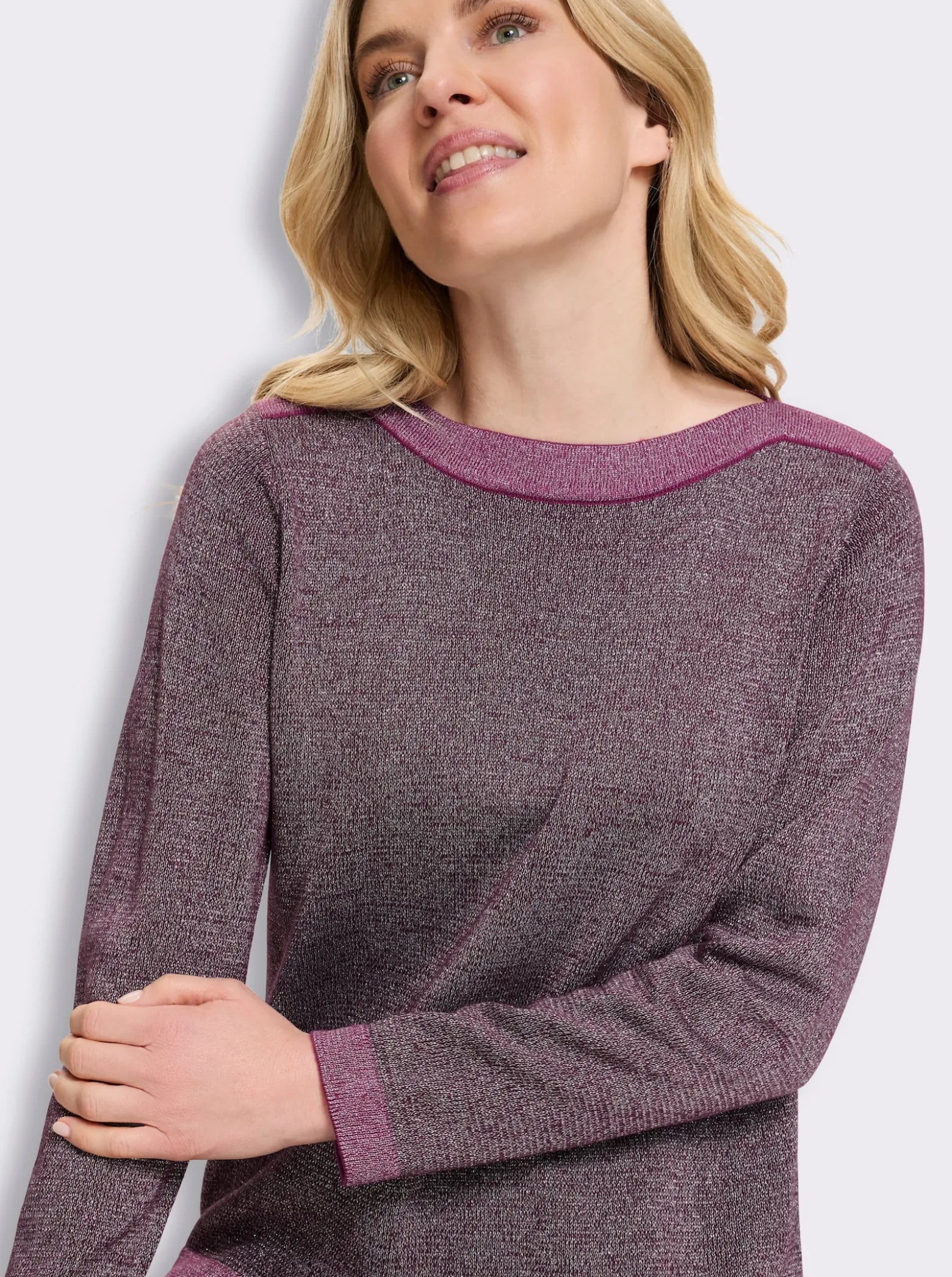 Langarm-Pullover mit glänzenden Garnen