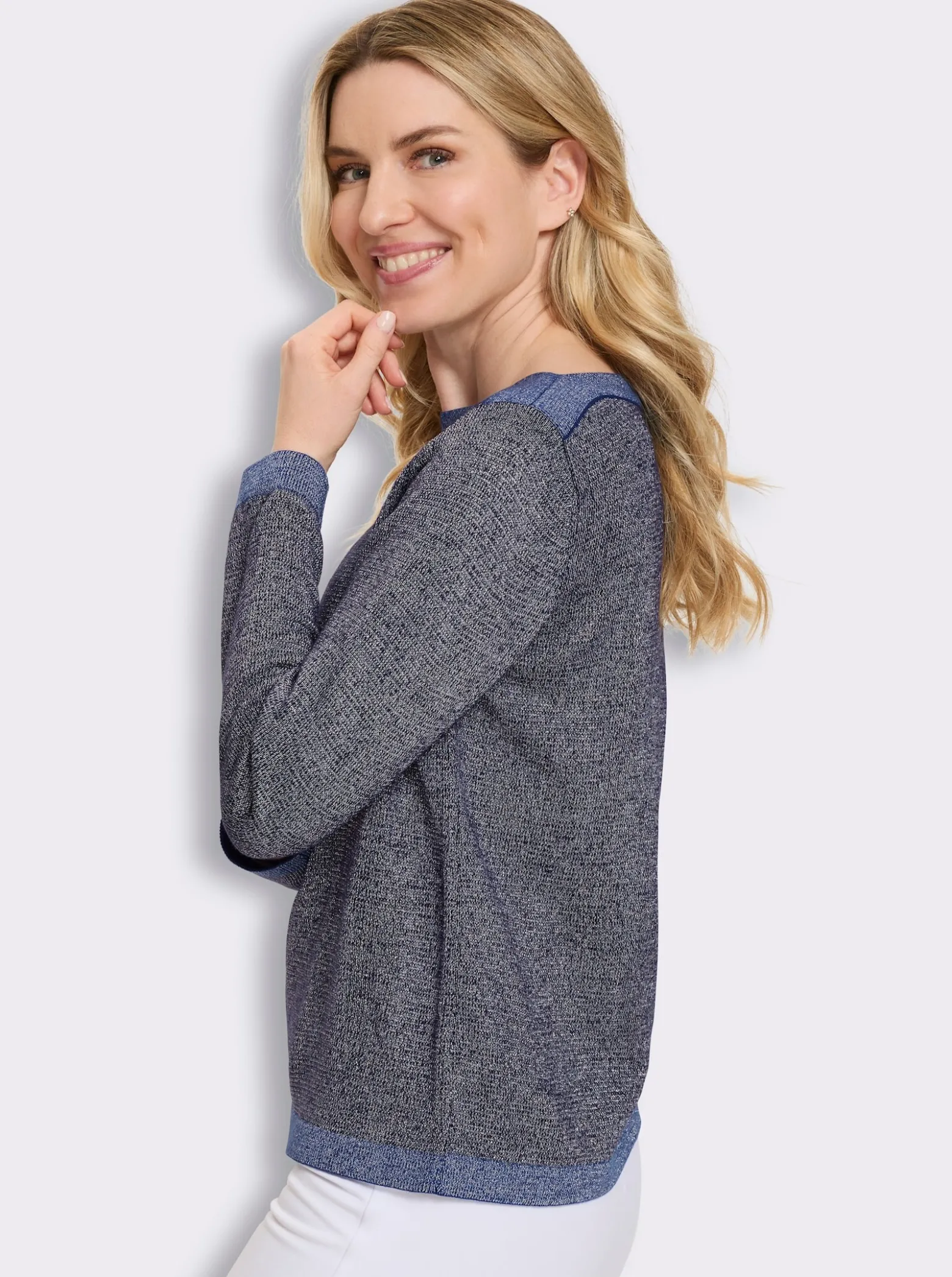 Langarm-Pullover mit glänzenden Garnen