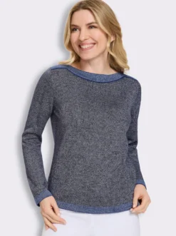 Langarm-Pullover mit glänzenden Garnen