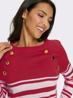 Langarm-Pullover mit goldfarbenen Knöpfen