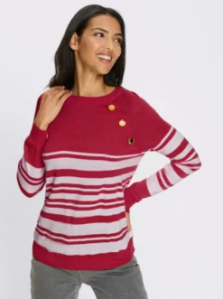 Langarm-Pullover mit goldfarbenen Knöpfen