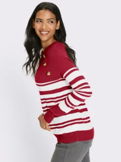 Langarm-Pullover mit goldfarbenen Knöpfen