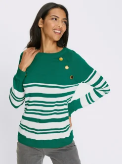 Langarm-Pullover mit goldfarbenen Knöpfen