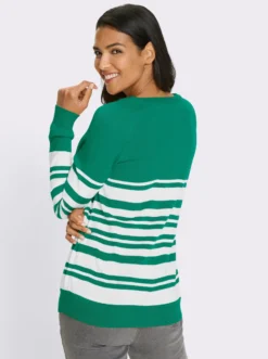 Langarm-Pullover mit goldfarbenen Knöpfen