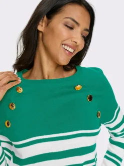 Langarm-Pullover mit goldfarbenen Knöpfen