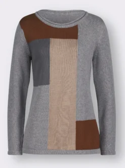 Langarm-Pullover mit grafischem Strickmuster