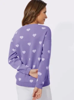 Langarm-Pullover mit Herz-Motiven