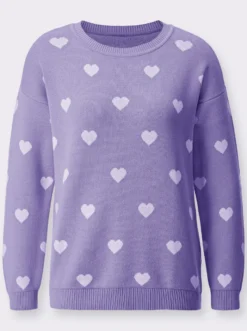 Langarm-Pullover mit Herz-Motiven