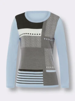 Langarm-Pullover mit Intarsienmuster