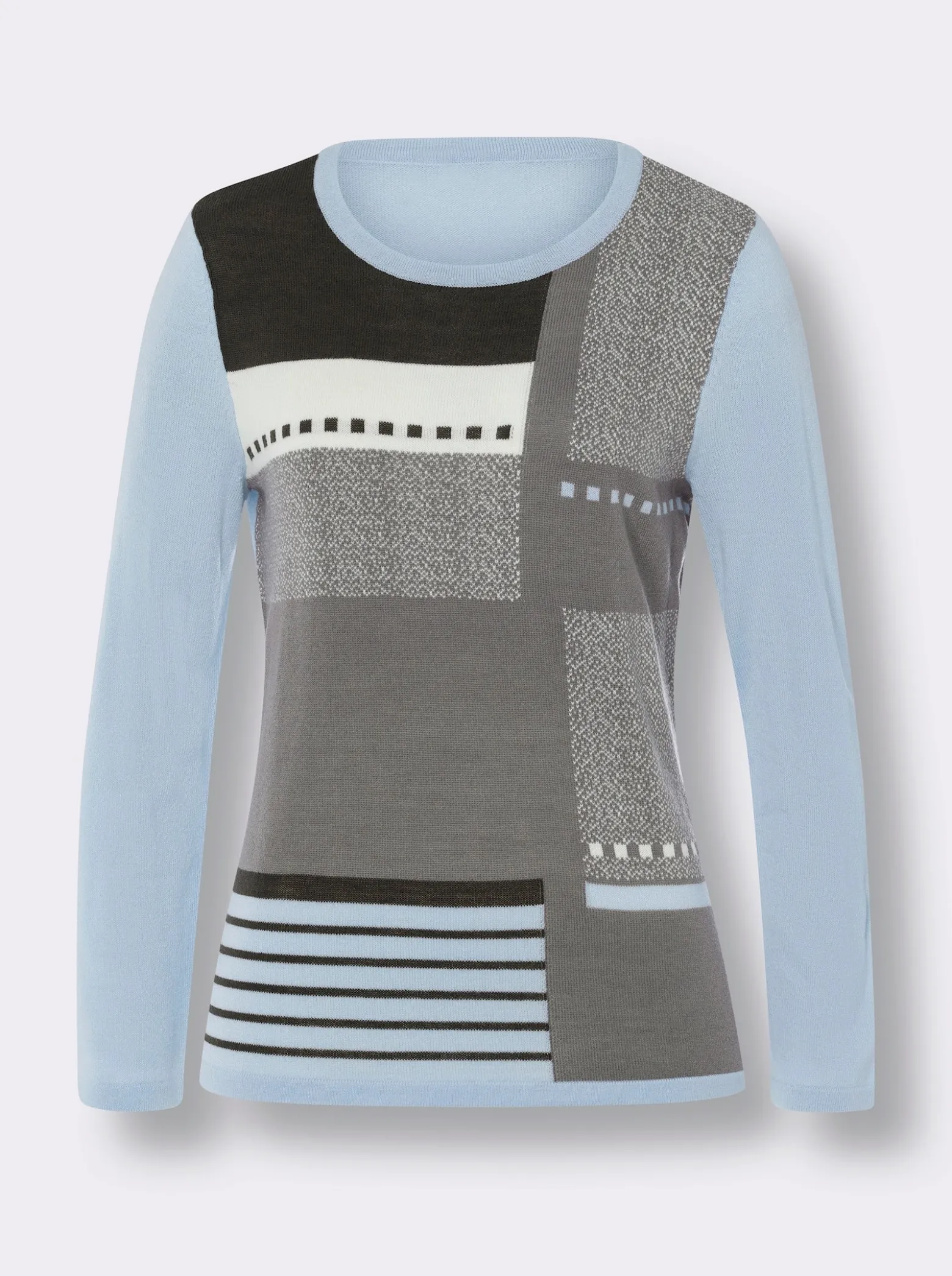 Langarm-Pullover mit Intarsienmuster