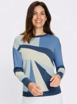 Langarm-Pullover mit Jacquard-Muster